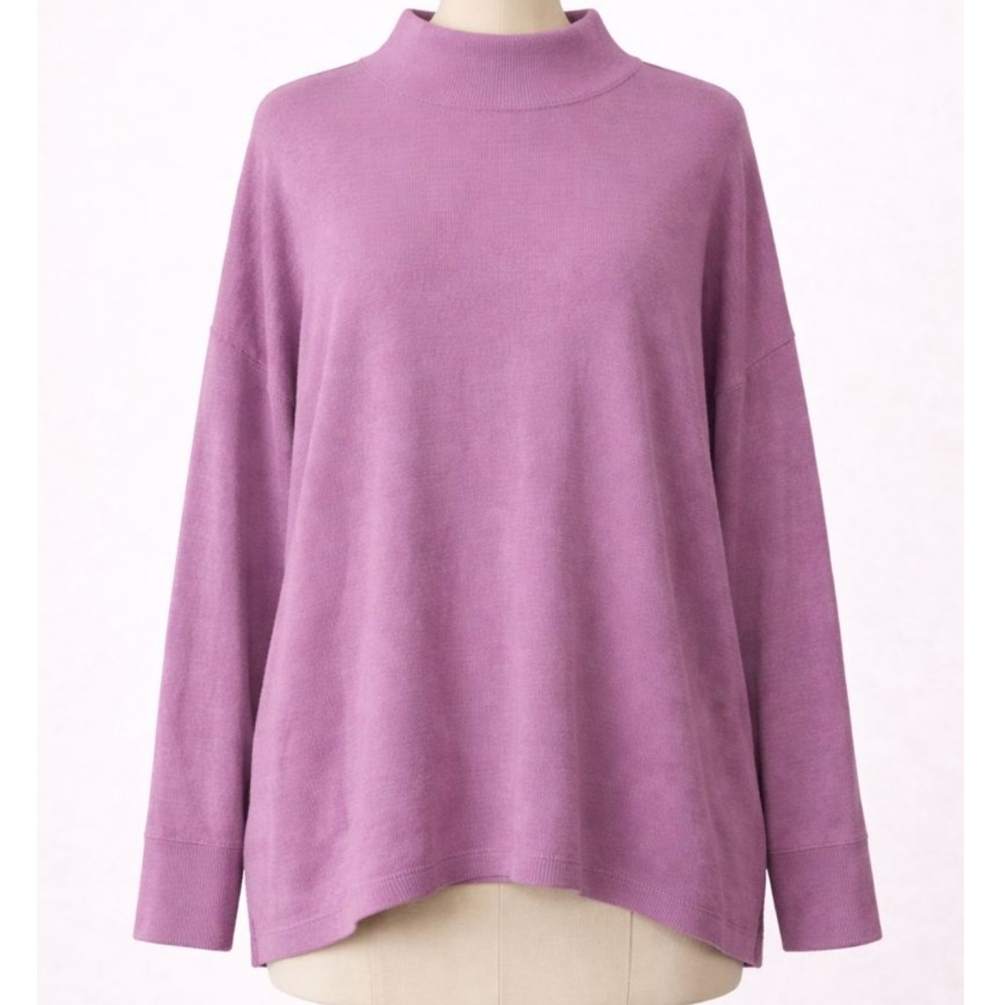 LOU & GREY OVERSIZED MOCKNECK LIGHTWEIGHT SWEATER